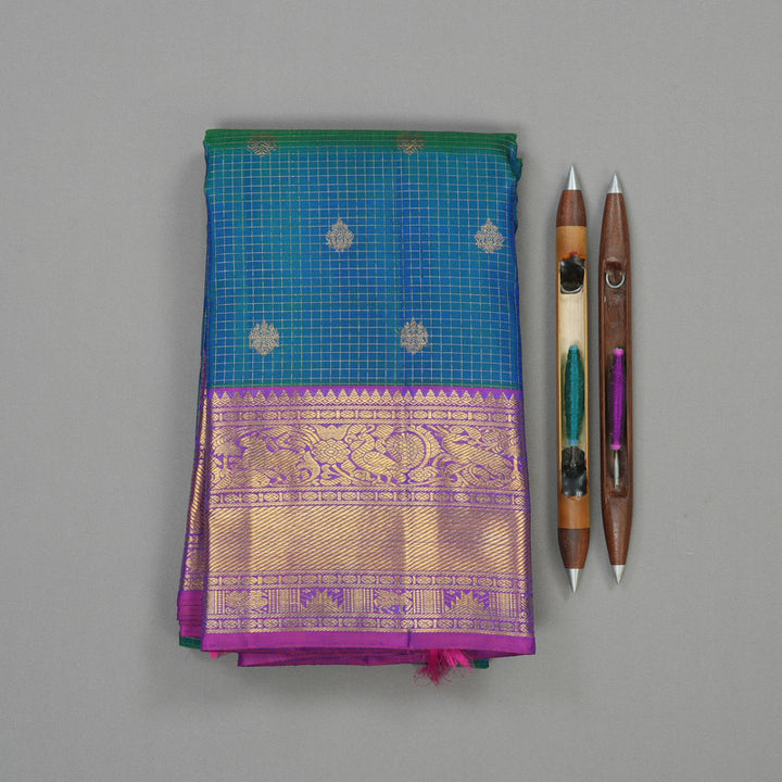 Hayagrivas Handloom Mayilkazhuthu Kanjivaram Silk Saree with Purple Border KBE1340J2-1