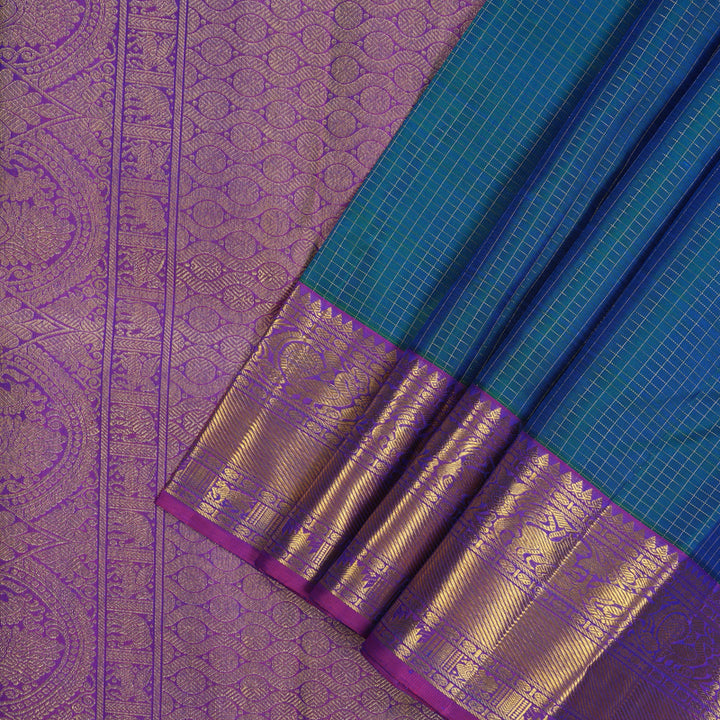 Hayagrivas Handloom Mayilkazhuthu Kanjivaram Silk Saree with Purple Border KBE1340J2-1