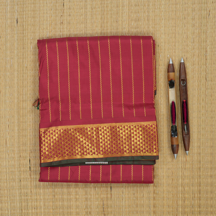 Hayagrivas Handloom Maroon Kanjivaram Silk Saree with Maroon with Manthalir Selvedge Border KBE1352J2-1