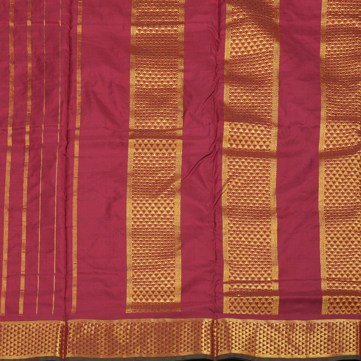 Hayagrivas Handloom Maroon Kanjivaram Silk Saree with Maroon with Manthalir Selvedge Border KBE1352J2-1