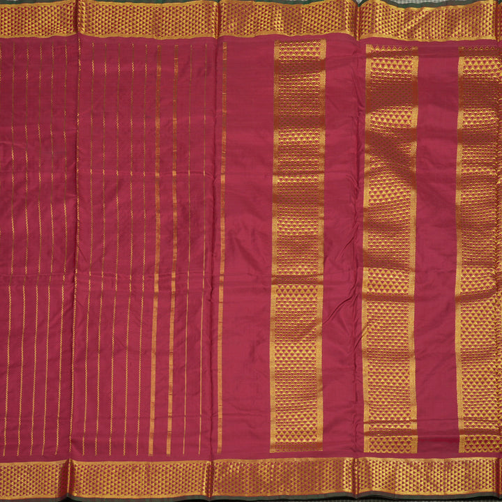 Hayagrivas Handloom Maroon Kanjivaram Silk Saree with Maroon with Manthalir Selvedge Border KBE1352J2-1