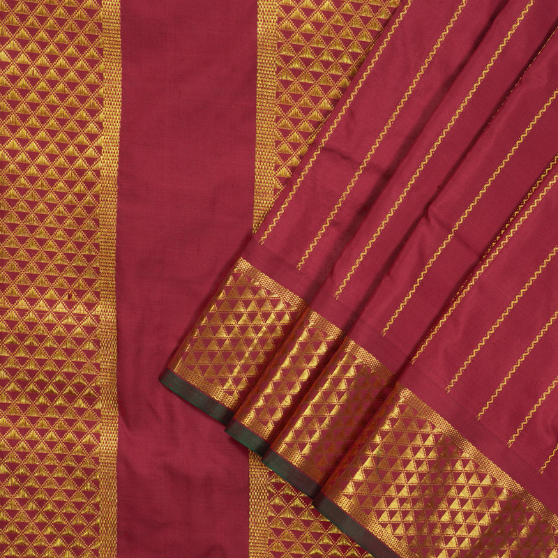 Hayagrivas Handloom Maroon Kanjivaram Silk Saree with Maroon with Manthalir Selvedge Border KBE1352J2-1