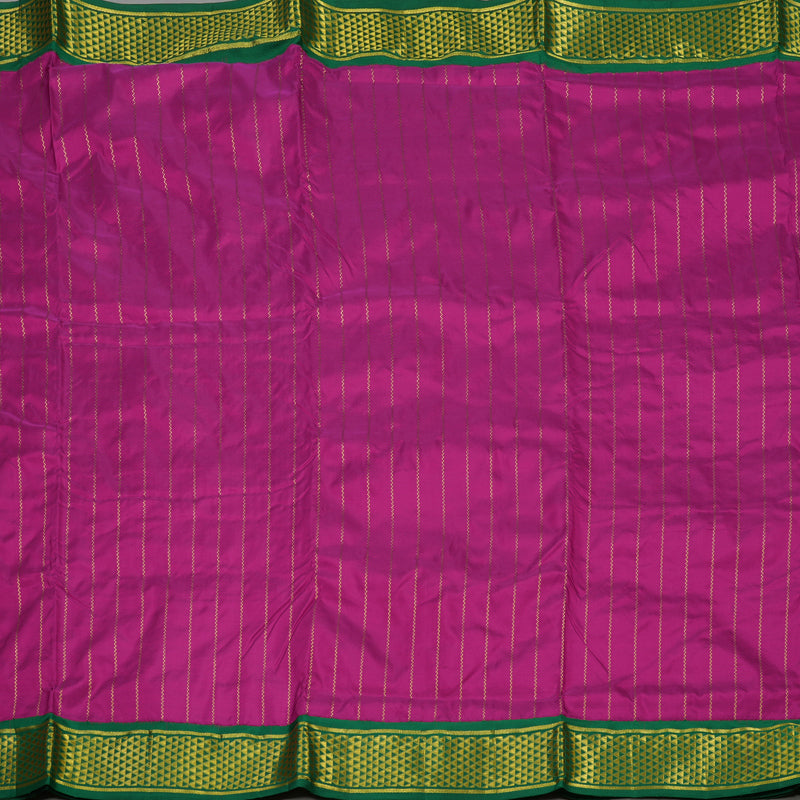 Hayagrivas Handloom Purple Kanjivaram Ten Yards Silk Saree with Dark Green Border KBE1352J3-1