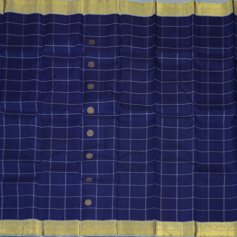 Hayagrivas Handloom Navy Blue Kanjivaram Silk Saree with Bluish Grey Border KBE1353J5-1