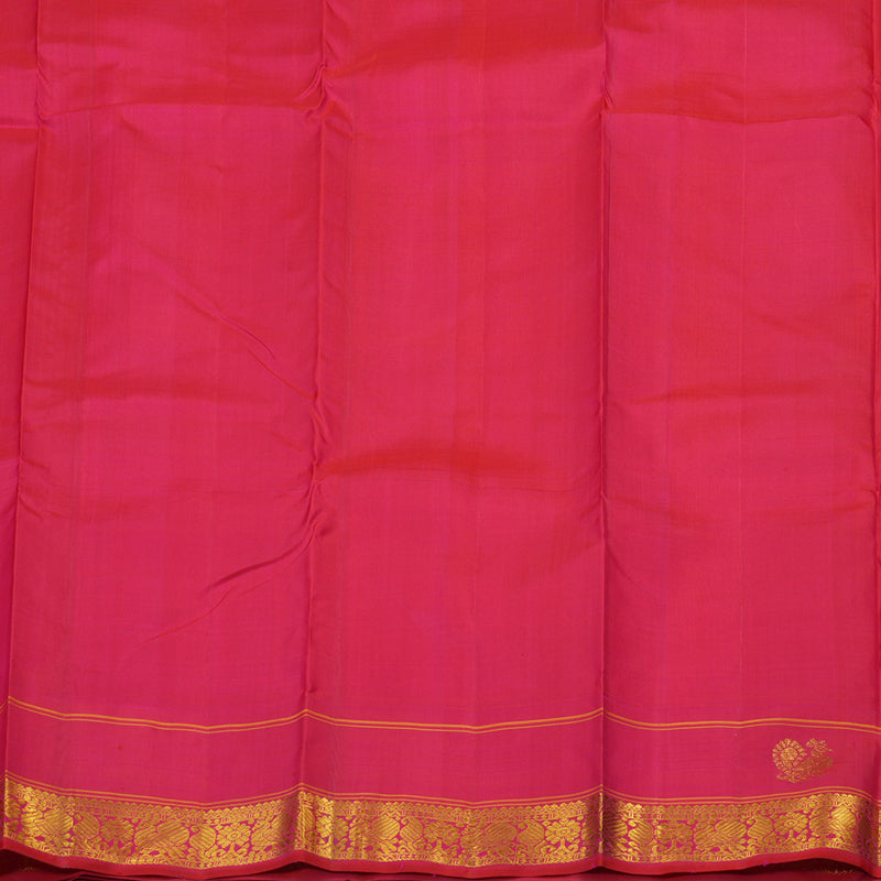 Hayagrivas Handloom Yellow Kanjivaram Silk Saree with Reddish Pink Border KBE1356J1-1