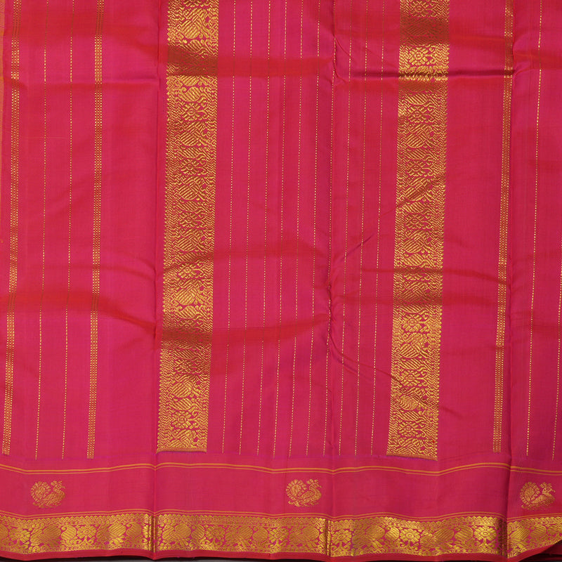 Hayagrivas Handloom Yellow Kanjivaram Silk Saree with Reddish Pink Border KBE1356J1-1