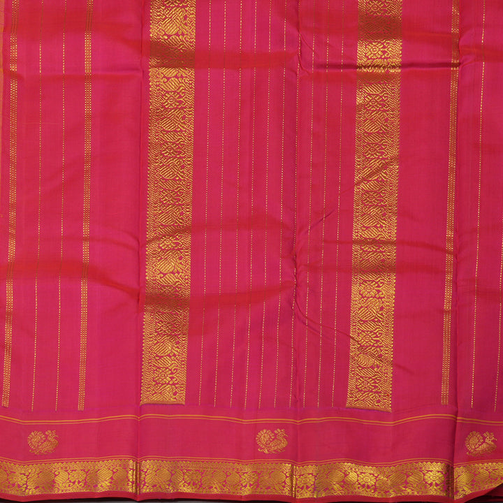 Hayagrivas Handloom Yellow Kanjivaram Silk Saree with Reddish Pink Border KBE1356J1-1