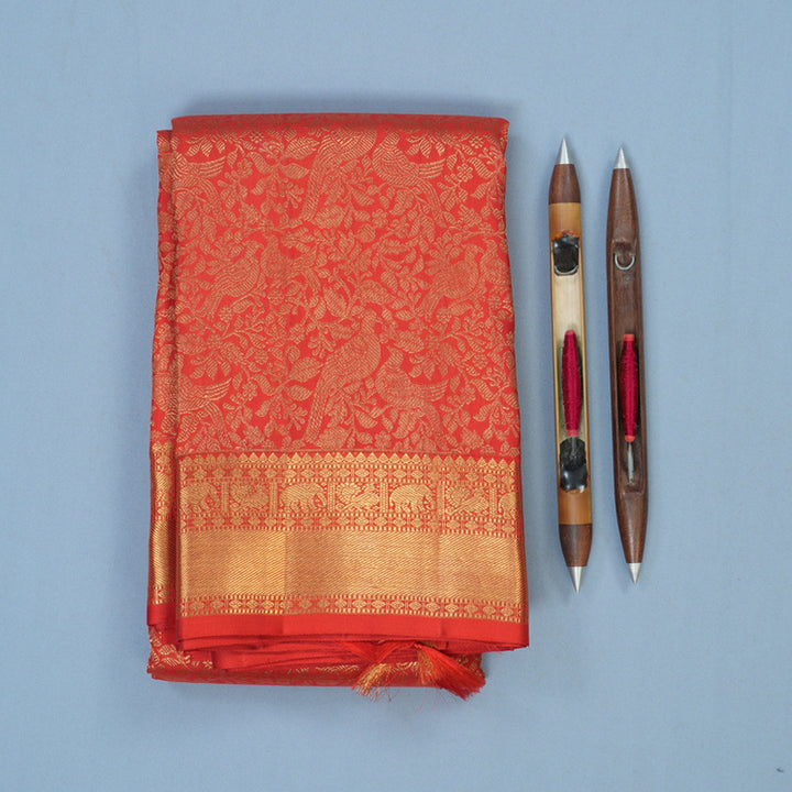 Hayagrivas Handloom Red Kanjivaram Silk Saree KBE1357J4-1