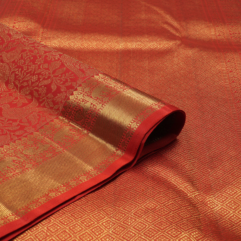 Hayagrivas Handloom Red Kanjivaram Silk Saree KBE1357J4-1