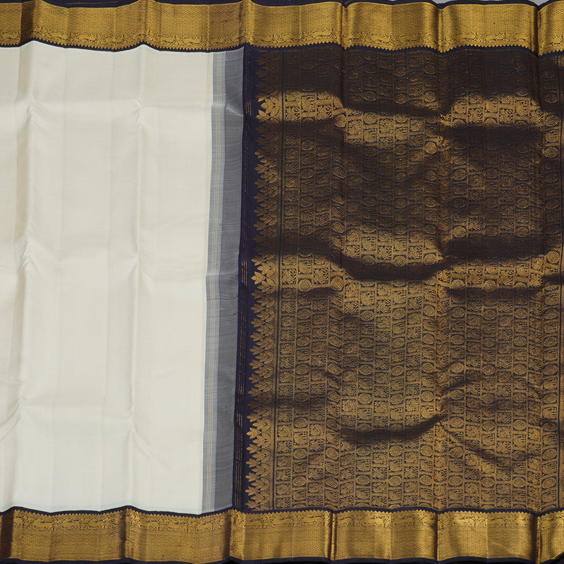 Hayagrivas Handloom Half White Kanjivaram Silk Saree KBE1359J1-1