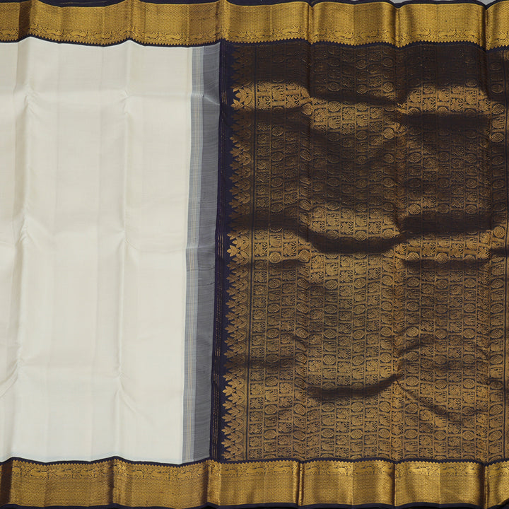 Hayagrivas Handloom Half White Kanjivaram Silk Saree KBE1359J1-1