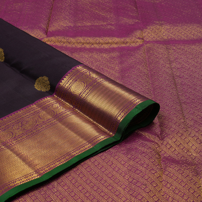 Hayagrivas Handloom Deep Nagapazham Kanjivaram Silk Saree with Purple border KBE1360J1-2