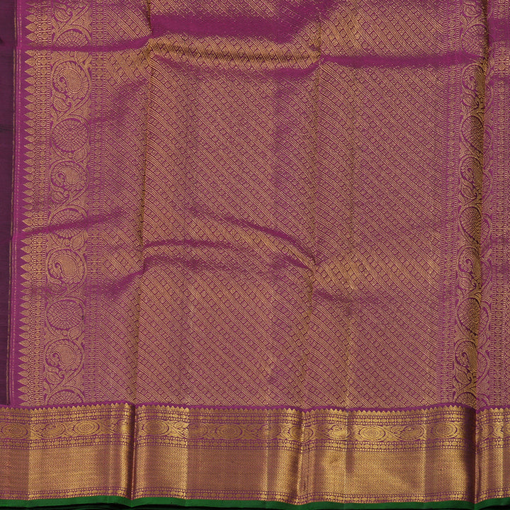 Hayagrivas Handloom Deep Nagapazham Kanjivaram Silk Saree with Purple border KBE1360J1-2