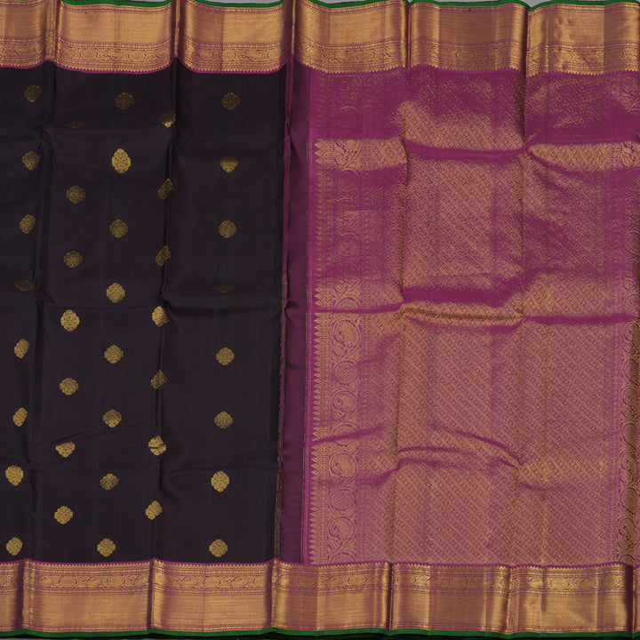 Hayagrivas Handloom Deep Nagapazham Kanjivaram Silk Saree with Purple border KBE1360J1-2