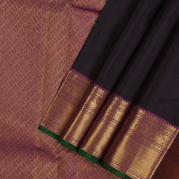 Hayagrivas Handloom Deep Nagapazham Kanjivaram Silk Saree with Purple border KBE1360J1-2
