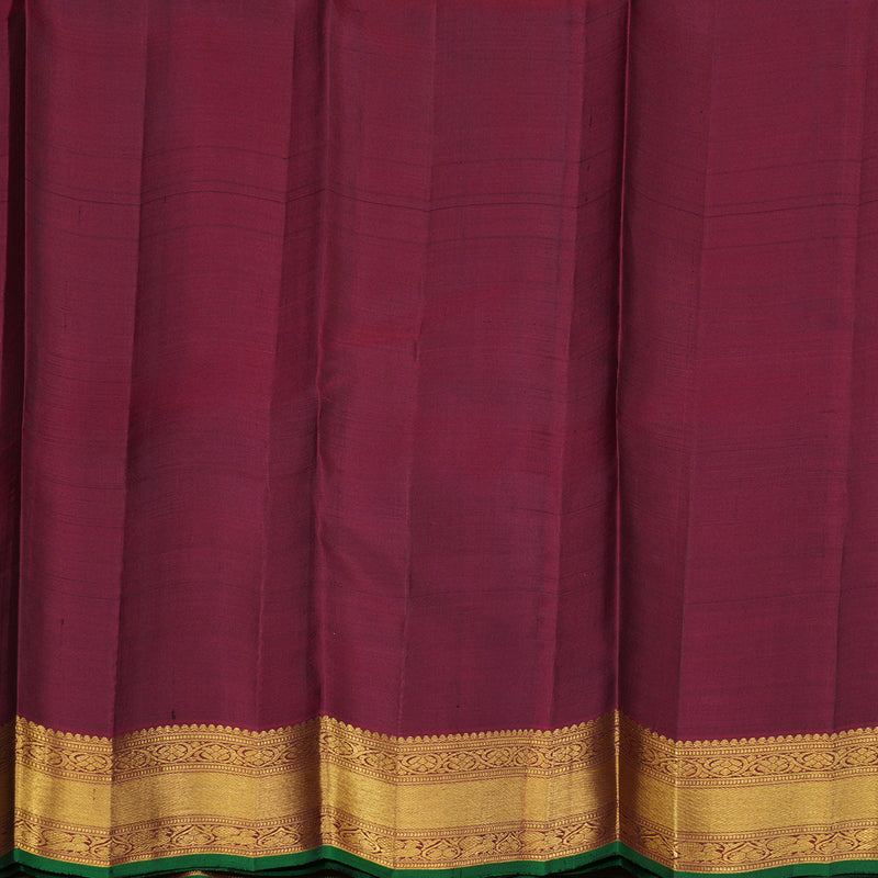 Hayagrivas Handloom Araku Maroon Kanjivaram Silk Saree with Green Selvedge KBE1360J2-2