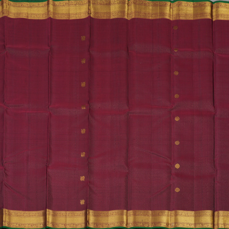 Hayagrivas Handloom Araku Maroon Kanjivaram Silk Saree with Green Selvedge KBE1360J2-2