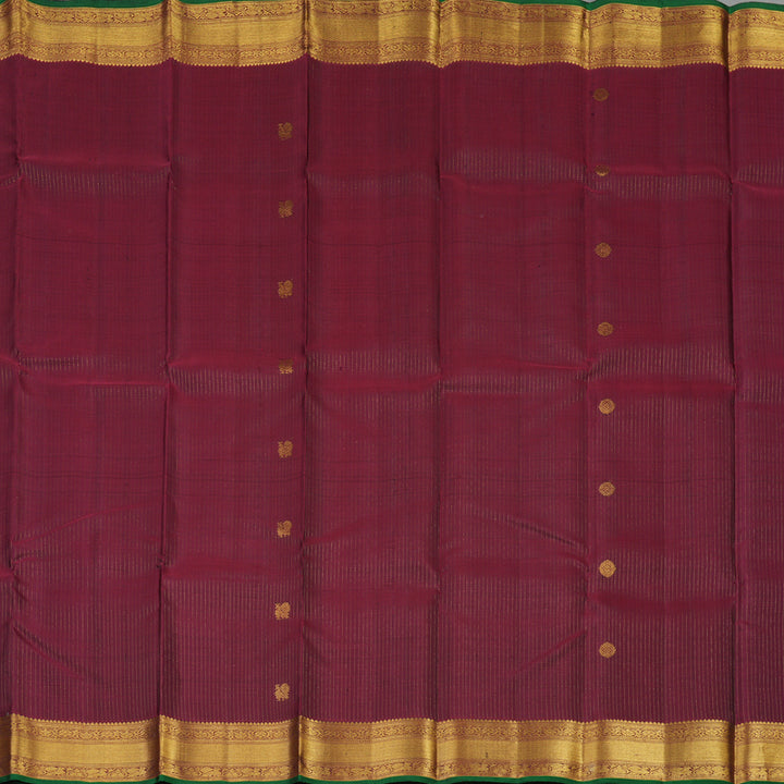 Hayagrivas Handloom Araku Maroon Kanjivaram Silk Saree with Green Selvedge KBE1360J2-2