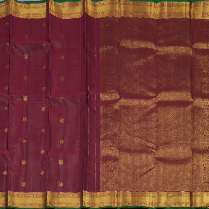 Hayagrivas Handloom Araku Maroon Kanjivaram Silk Saree with Green Selvedge KBE1360J2-2