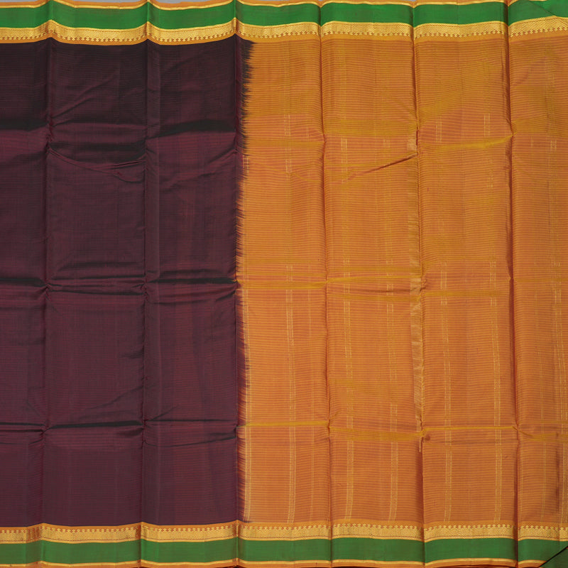 Hayagrivas Handloom Araku Maroon Kanjivaram Silk Saree with Golden Orange Border KBE1362J1-8