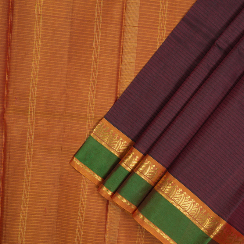 Hayagrivas Handloom Araku Maroon Kanjivaram Silk Saree with Golden Orange Border KBE1362J1-8