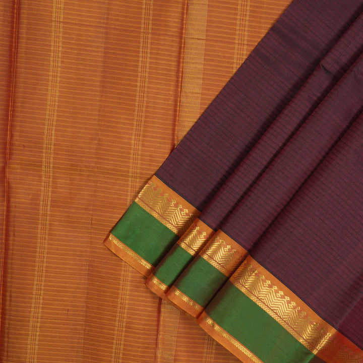 Hayagrivas Handloom Araku Maroon Kanjivaram Silk Saree with Golden Orange Border KBE1362J1-8