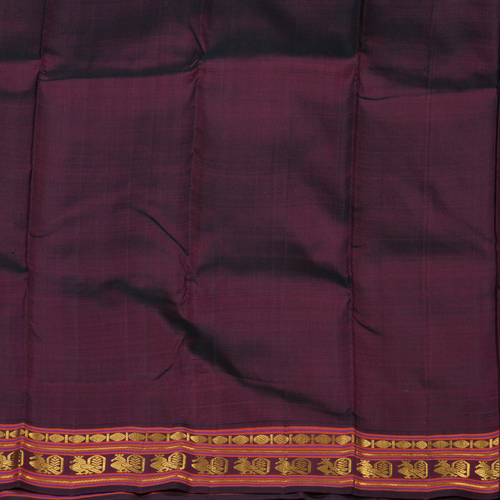 Hayagrivas Handloom Sandal Beige Kanjivaram Silk Saree with Wine Border KBE1364J1-1