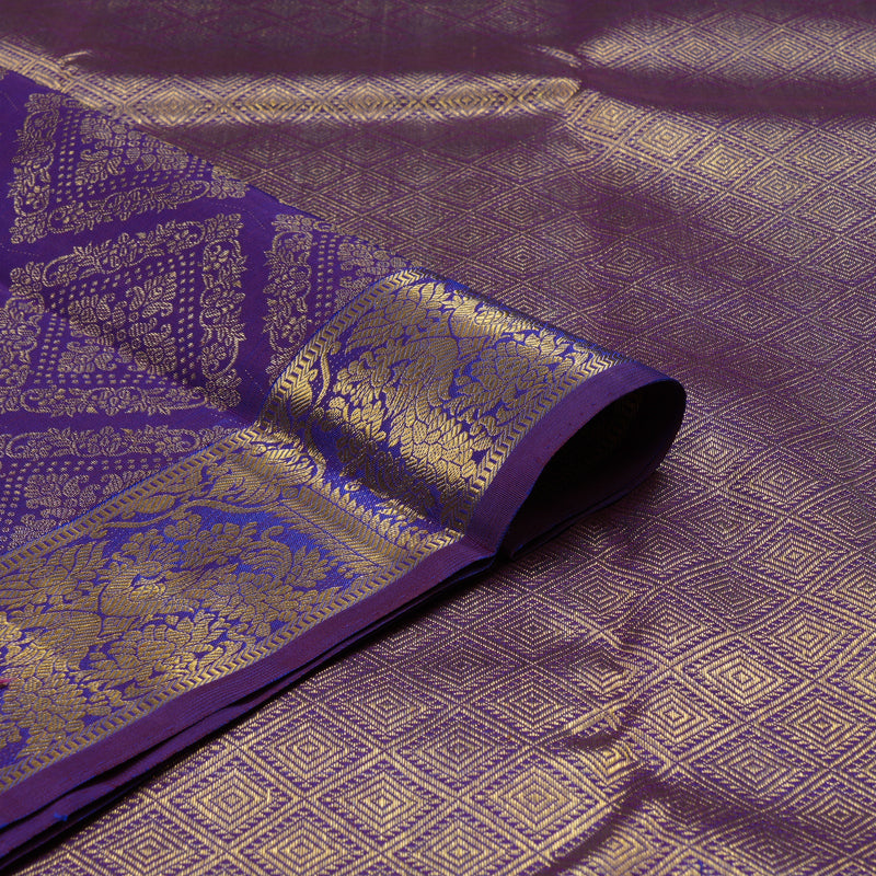 Hayagrivas Handloom Purple Kanjivaram Silk Saree KBE1364J2-1