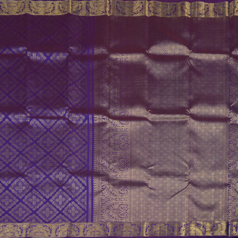 Hayagrivas Handloom Purple Kanjivaram Silk Saree KBE1364J2-1