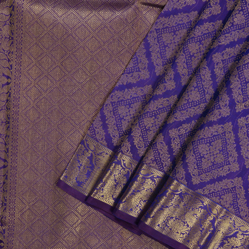 Hayagrivas Handloom Purple Kanjivaram Silk Saree KBE1364J2-1