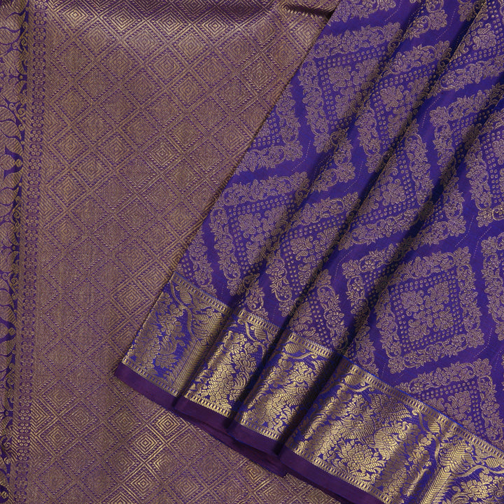 Hayagrivas Handloom Purple Kanjivaram Silk Saree KBE1364J2-1