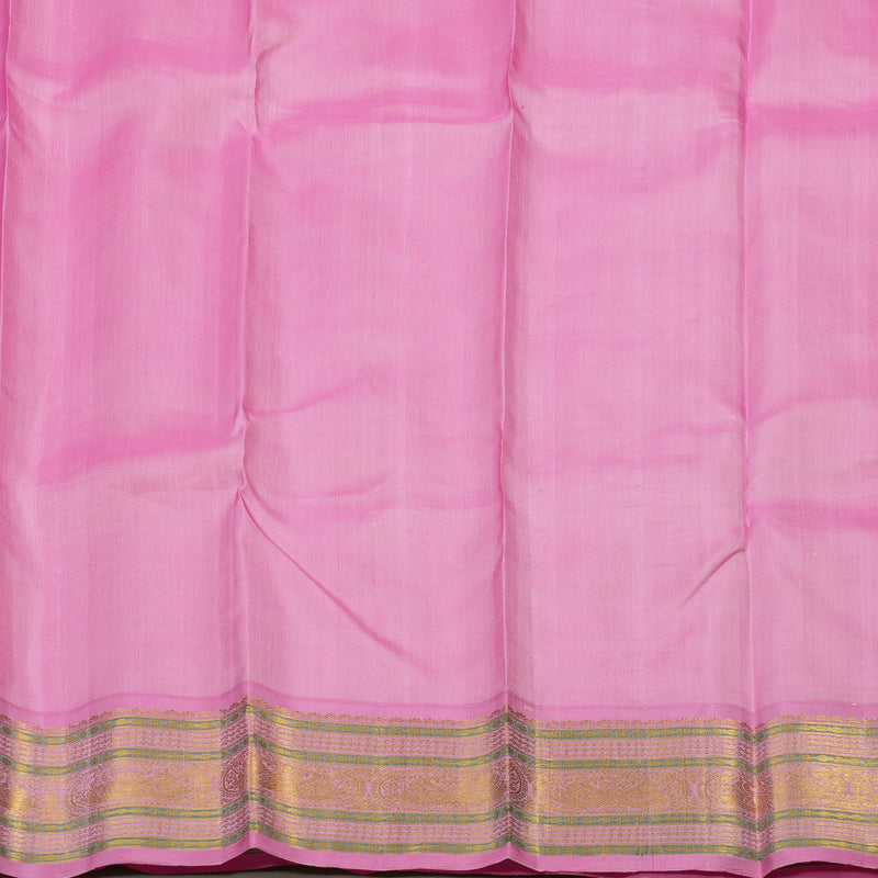 Hayagrivas Handloom Yellow Kanjivaram Silk Saree with Rose Pink border KBE1367J10-1