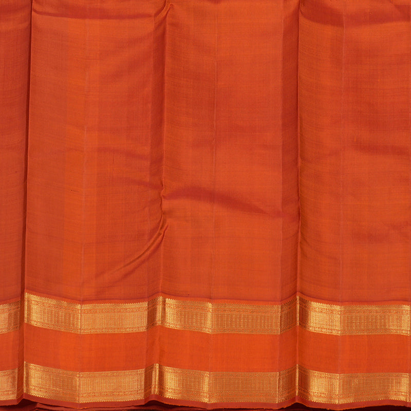 Hayagrivas Handloom Black Kanjivaram Silk Saree with Orange Border KBE1367J12-1