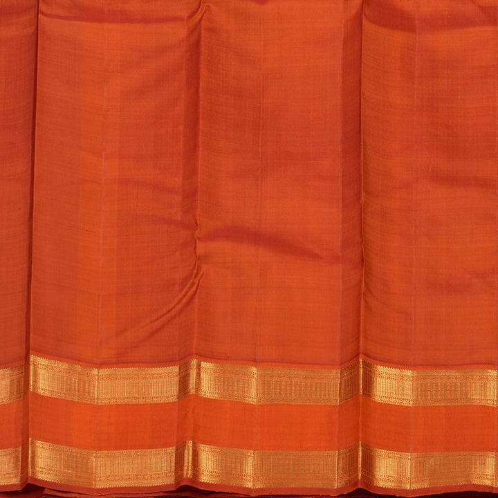Hayagrivas Handloom Black Kanjivaram Silk Saree with Orange Border KBE1367J12-1