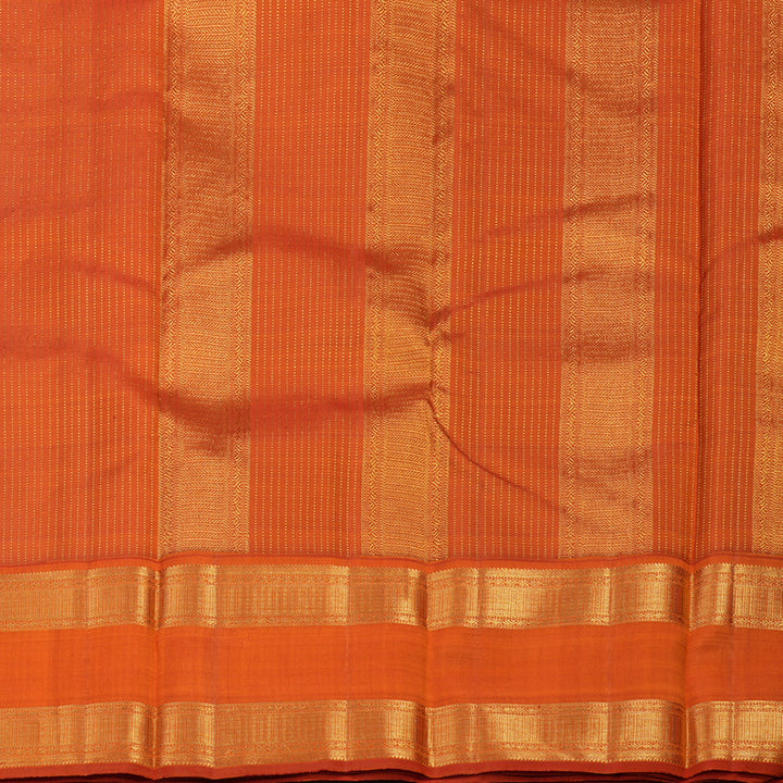 Hayagrivas Handloom Black Kanjivaram Silk Saree with Orange Border KBE1367J12-1