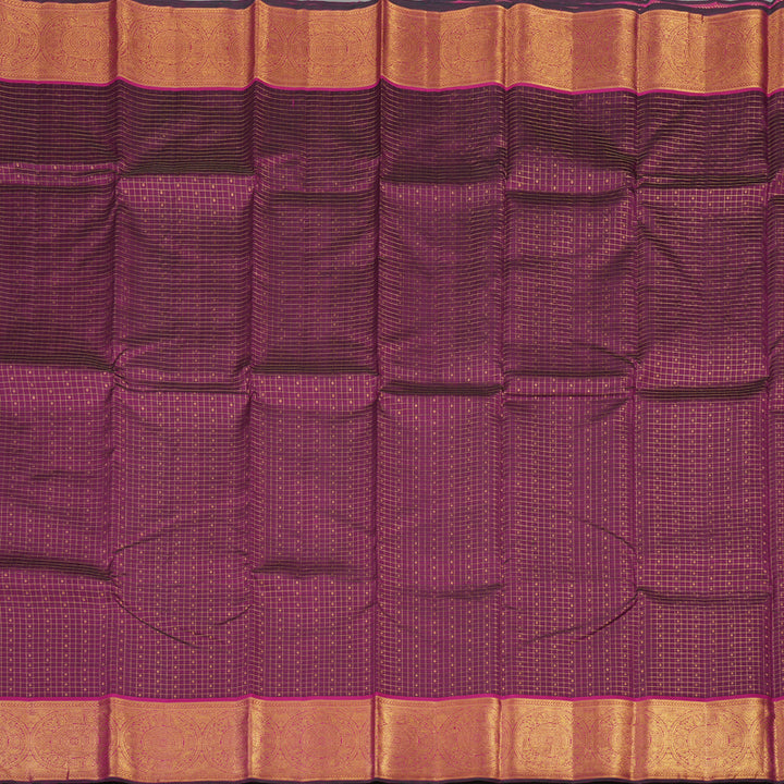 Hayagrivas Handloom Wine Purple Kanjivaram Silk Saree with Magenta Border KBE1367J16-1