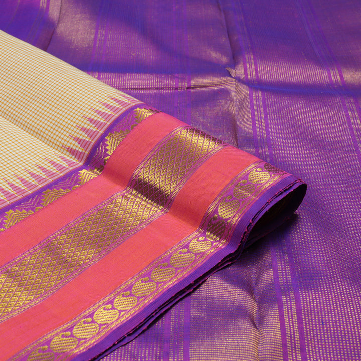 Hayagrivas Handloom Sandal Kanjivaram Silk Saree with Purple Border KBE1367J18-1