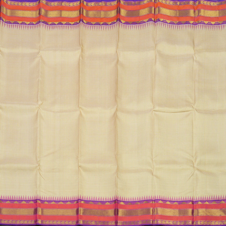 Hayagrivas Handloom Sandal Kanjivaram Silk Saree with Purple Border KBE1367J18-1