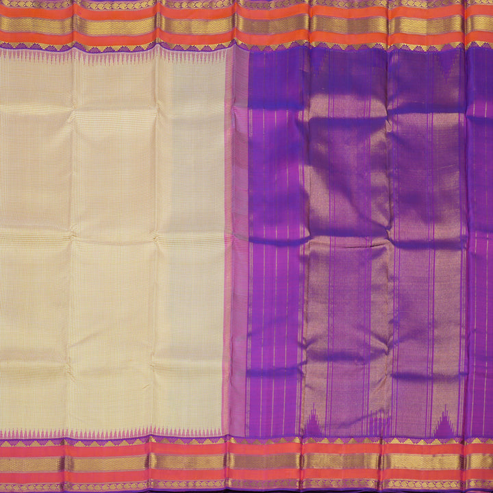 Hayagrivas Handloom Sandal Kanjivaram Silk Saree with Purple Border KBE1367J18-1