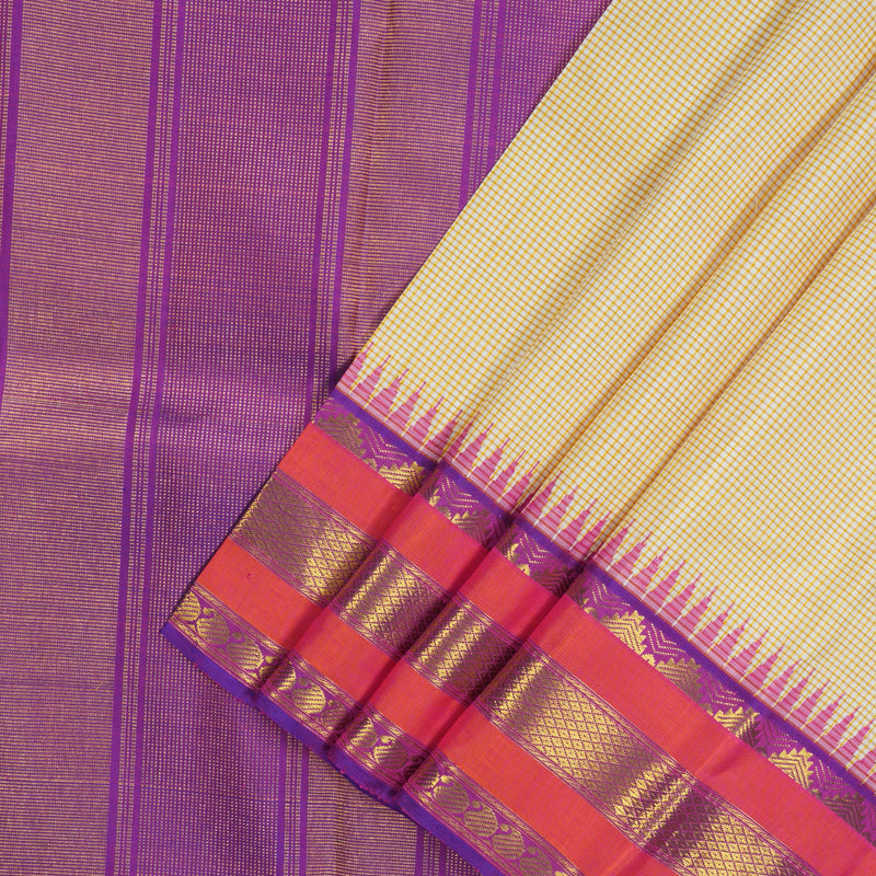 Hayagrivas Handloom Sandal Kanjivaram Silk Saree with Purple Border KBE1367J18-1