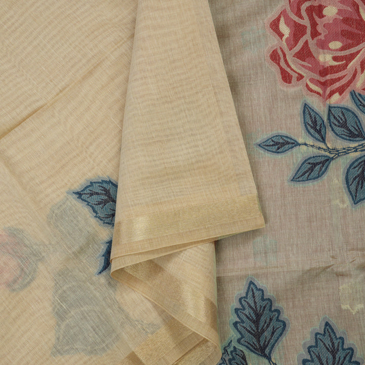 Hayagrivas Sandal Beige Semi-Cotton Saree KBE1370J6-1