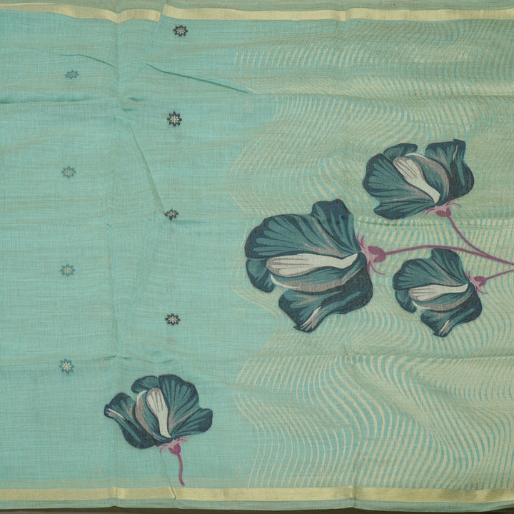 Hayagrivas Light Blue Semi-Cotton Saree KBE1370J8-3