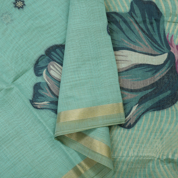 Hayagrivas Light Blue Semi-Cotton Saree KBE1370J8-3