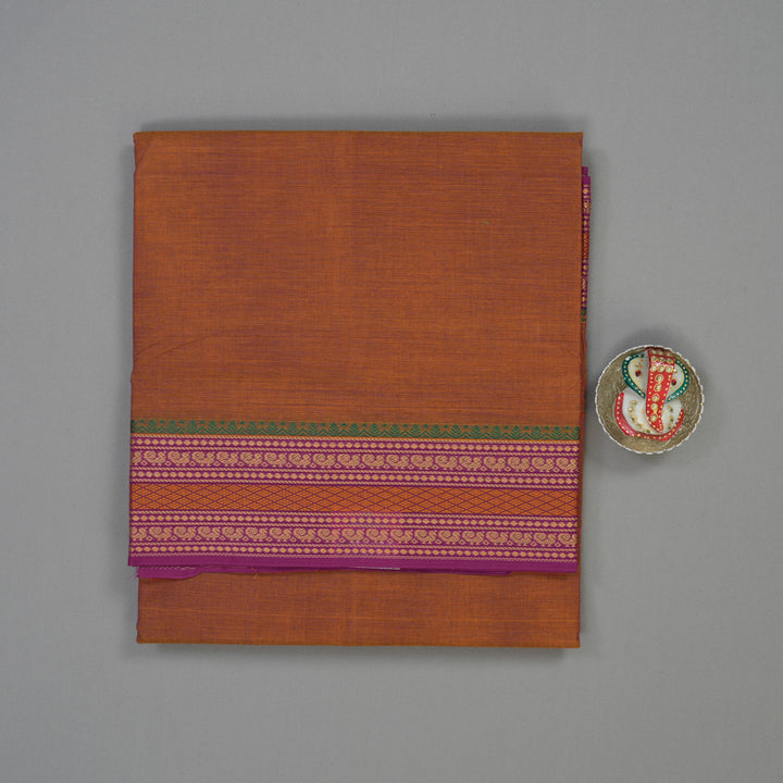 Hayagrivas Dual Tone (Purple & Brown) Handloom Ten Yards Cotton Saree KBE1371J1-1