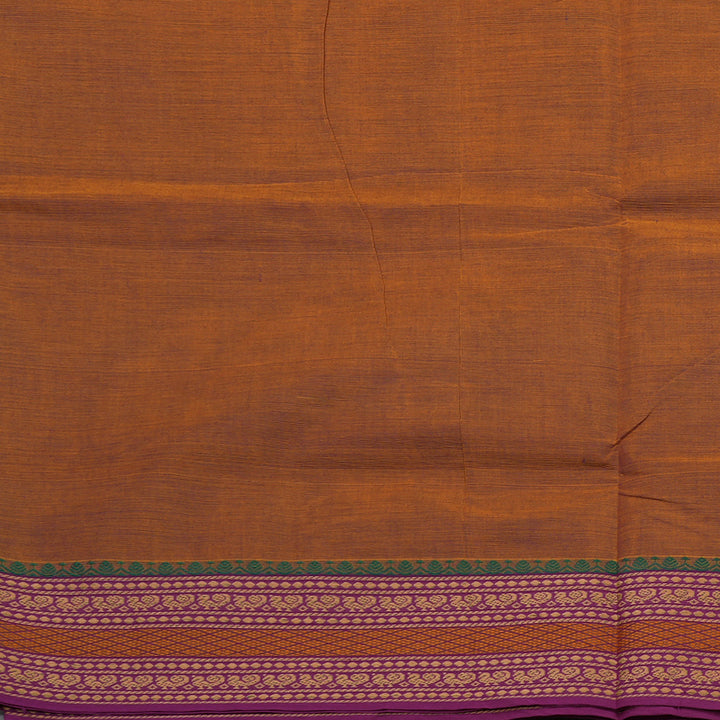 Hayagrivas Dual Tone (Purple & Brown) Handloom Ten Yards Cotton Saree KBE1371J1-1