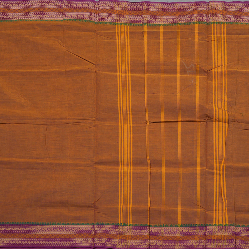 Hayagrivas Dual Tone (Purple & Brown) Handloom Ten Yards Cotton Saree KBE1371J1-1