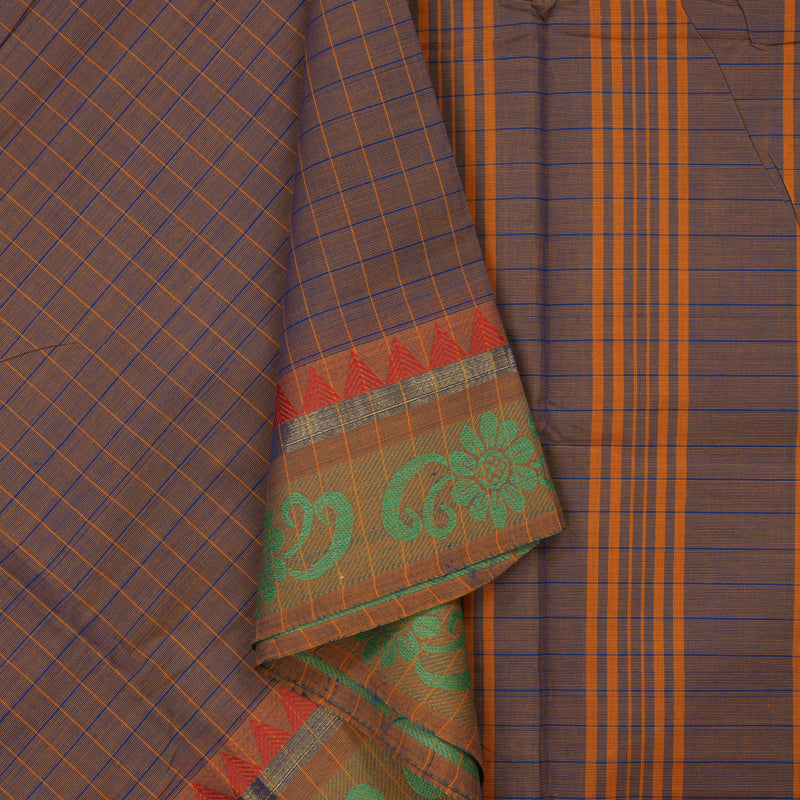 Hayagrivas Faded Purple Handloom Ten Yards Cotton Saree KBE1371J9-2