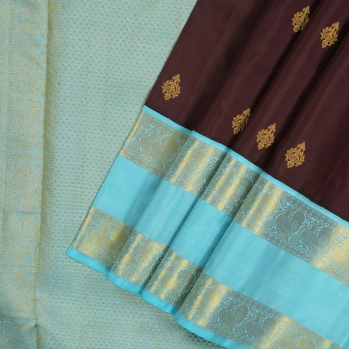 Hayagrivas Paaku shade Pure Ten Yards Silk Madisar with Powder Blue border KBE1372J5-2