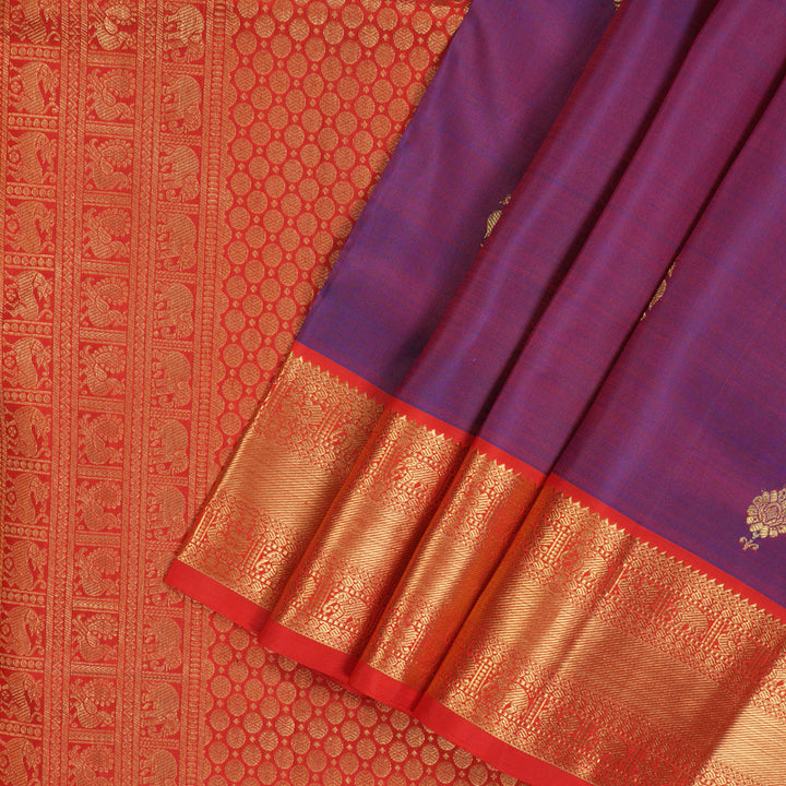 Hayagrivas Handloom Dual Tone (Purple & Maroon) Ten Yards Silk Madisar KBE1372J8-1