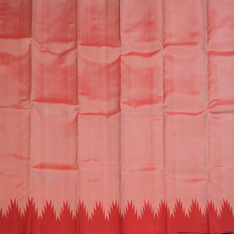 Hayagrivas Handloom Mild Red Kanjivaram Silk Saree with Temple Border KBE1377J1-2
